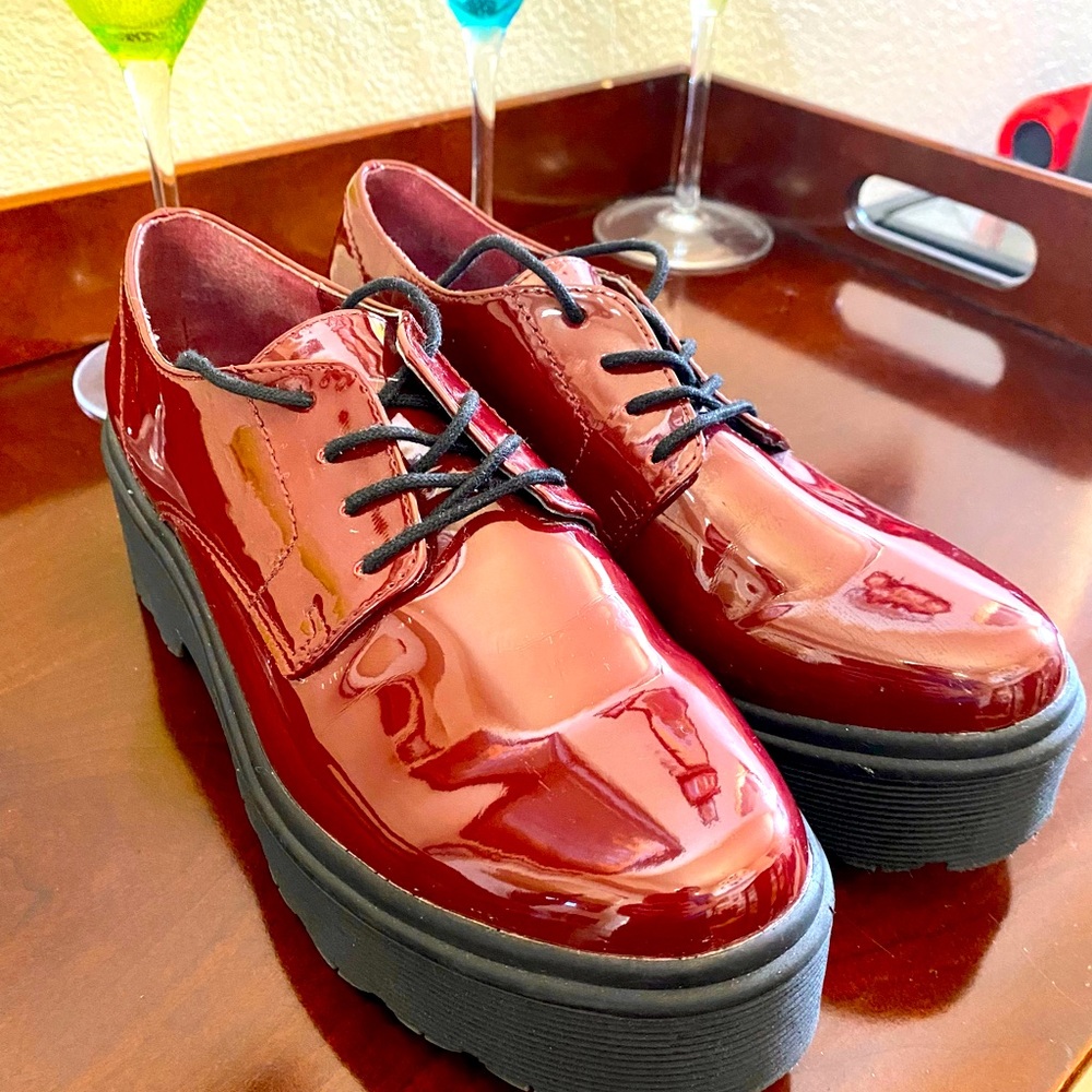 Maroon Patent Leather Platform/Oxford’s
